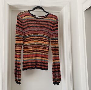 Ronny Kobo multicolor knit long sleeves womens top size M